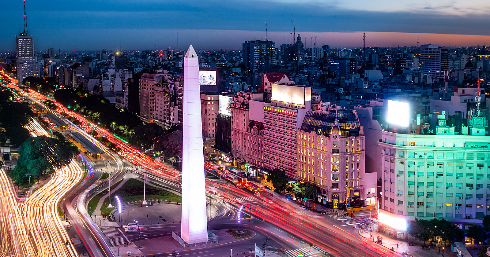 Panoramic city photo at night